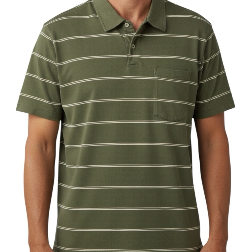 EDDIE BAUER Polo Shirt Size Small Olive Green Short Sleeve Chest Pocket